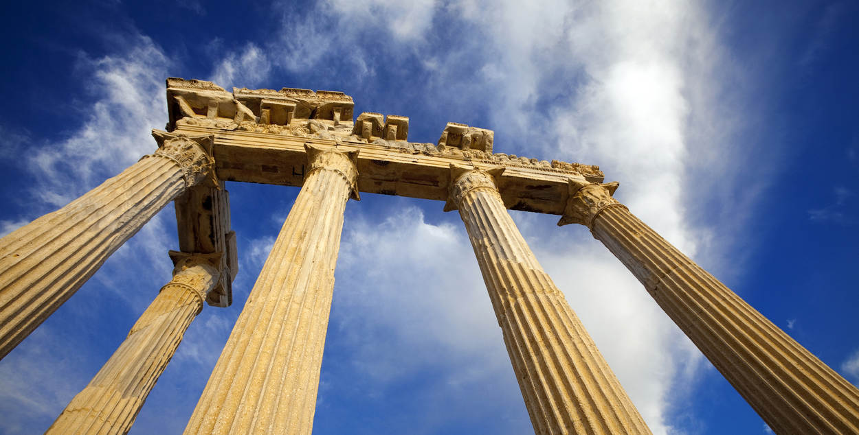 Three pilars of anchient Greek building
